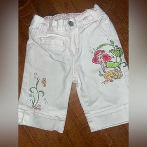 Vintage the little mermaid white denim capris Disney jean white airbrush